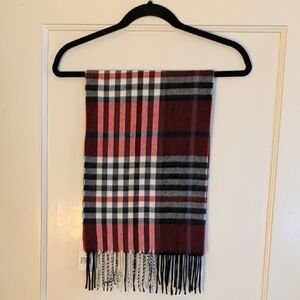 NWT Cejon Red, Black & White Plaid Fringe Scarf